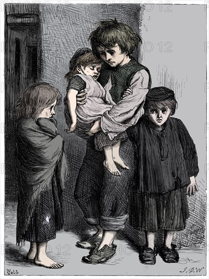 The Children of the Poor (Les Enfants Pauvres) - The Ragged Babes That Weep, c1875. Artist: T Cobb.