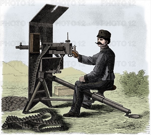 Maxim machine gun, c1895.   Artist: Anon.