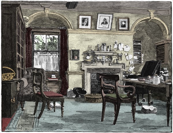 Darwin's study at Down House, his home near Beckenham, Kent, 1883. Artist: Unknown.