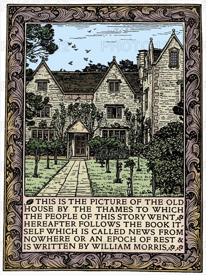 Kelmscott Manor, Gloucestershire, frontispiece to News from Nowhere, c1892 (1901). Artist: William Morris.