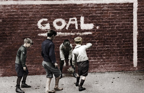 Football in the East End, London, 1926-1927.  Artist: Unknown.