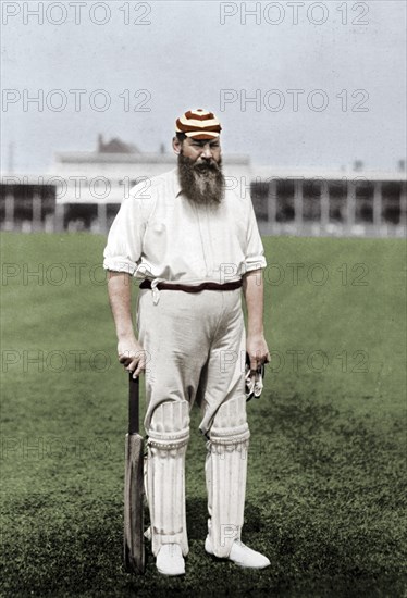 Dr WG Grace, English cricketer, playing for London County Cricket Club, c1899. Artist: WA Rouch.