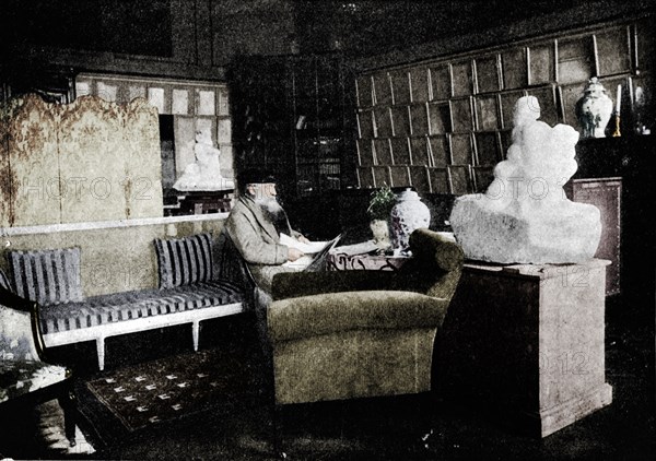 'Auguste Rodin Among His Books At 77 Rue De Varenne', c1900. Artist: Unknown.