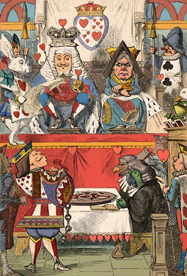 'The King and Queen of Hearts in Court', 1889. Artist: John Tenniel.