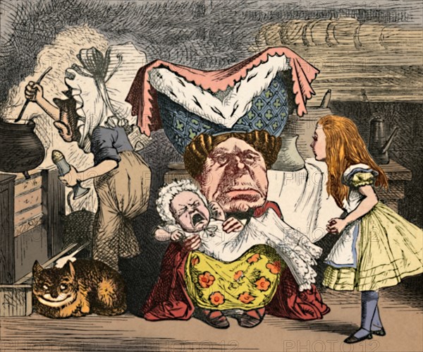 'Alice, the Duchess, and the Baby', 1889. Artist: John Tenniel.