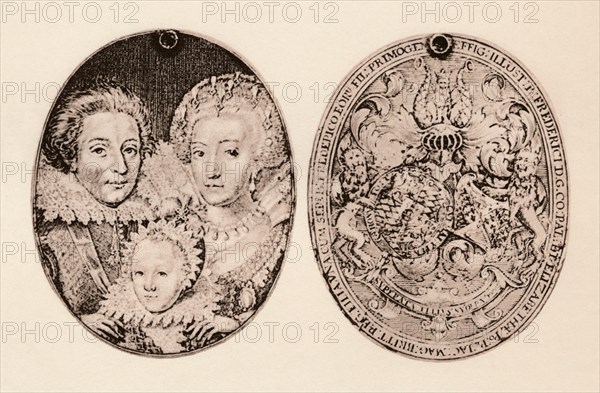 'Frederick of Bohemia, Elizabeth Stuart, and their son, Frederick Henry', 1621, (1904). Artist: Daniel Mytens.