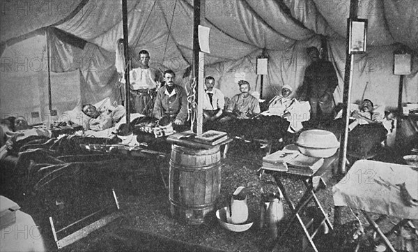 Interior of a Portland field hospital during the Boer War in South Africa, 1900. Artist: Anthony Bowlby.
