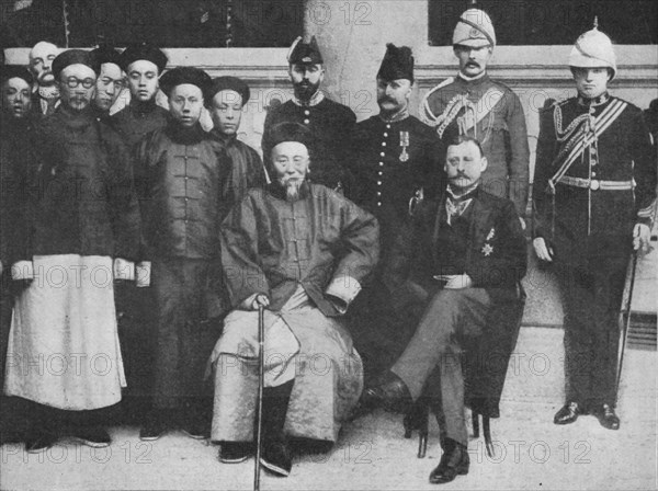 'In Far Cathay - An interesting group at Hong Kong, taken before Li Hung went to Pekin', 1900. Creator: Unknown.