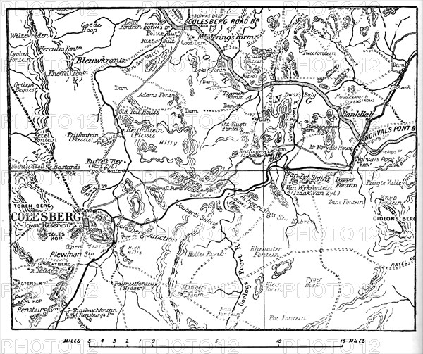 'Map to Illustrate the Operations Round Colesberg', 1902. Artist: Unknown.