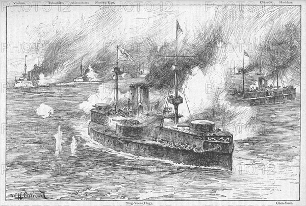 'The Battle of the Yalu', 1895, (1902). Artist: William Heysham Overend.