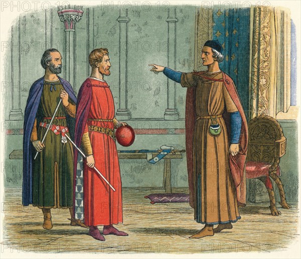 'Edward threatens the Lord Marshal', 1297 (1864). Artist: James William Edmund Doyle.