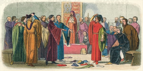 'Albemarle and Fitzwalter exchange defiance', c. late 14th Century (18640. Artist: James William Edmund Doyle.