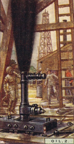 'Oil, 2. - Controlling a Gusher, U.S.A.', 1928. Artist: Unknown.