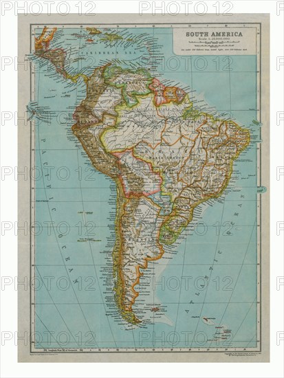 Map of South America, c1910. Artist: Gull Engraving Company.