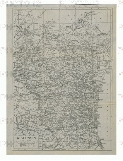 Map of Wisconsin, c1900. Artist: Carl Hentschel.