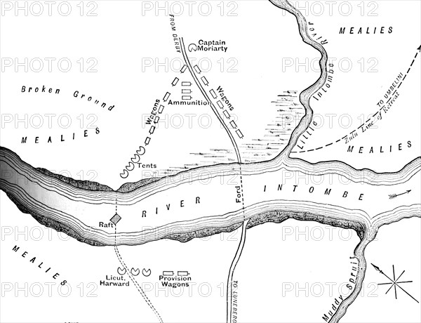 'Plan of the Disaster on the Intombe River (March 12, 1879)', c1880. Artist: Unknown.