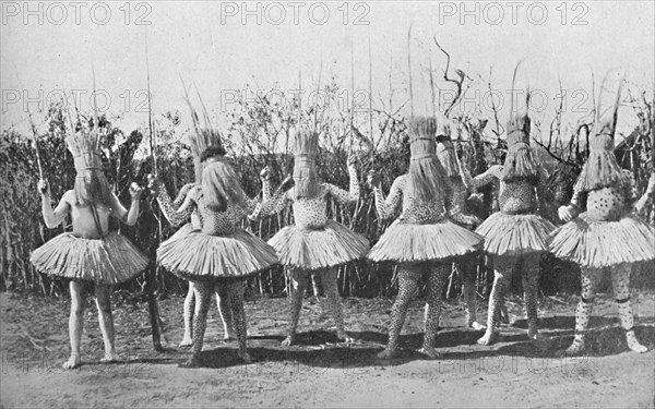 A group of boys of the Bomvana tribe dressed for a dance, 1912. Artist: H Roberts.