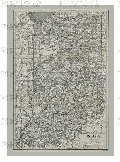 Map of Indiana, USA, c1900s Artist: Emery Walker Ltd.