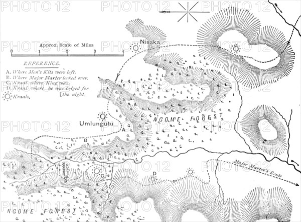 'Plan of the ground where Cetewayo was captured', c1880. Artist: Unknown.