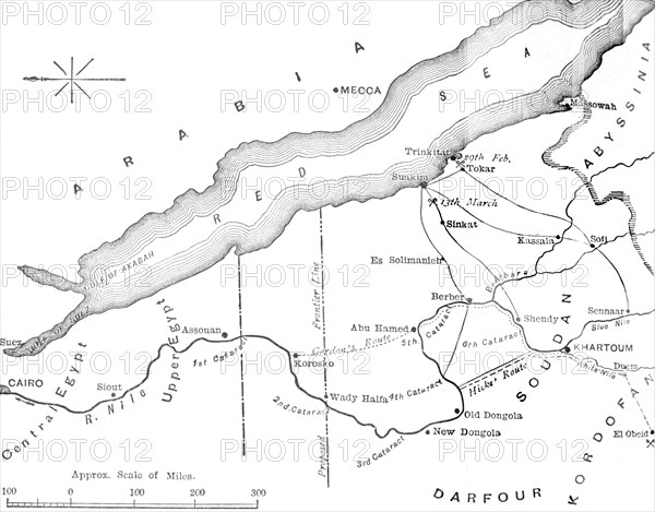 'Map of the Country Between Egypt and the Soudan', c1881-85. Artist: Unknown.