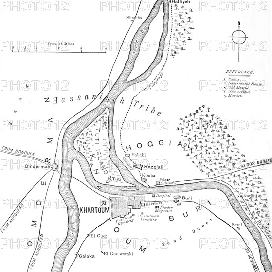 'Map of Khartoum and Vicinity', c1885. Artist: Unknown.