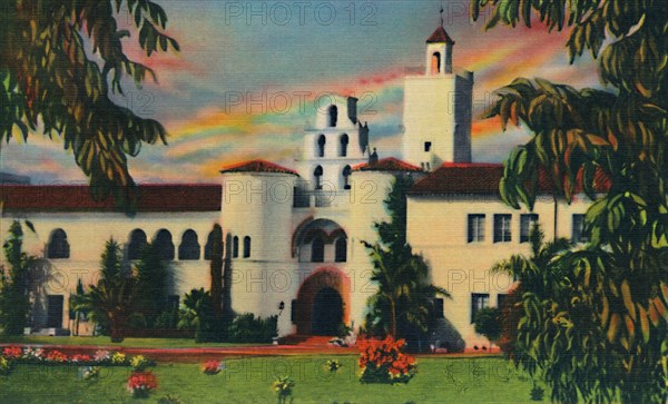 'Main Entrance. Administration Building, State College. San Diego, California', c1941. Artist: Unknown.