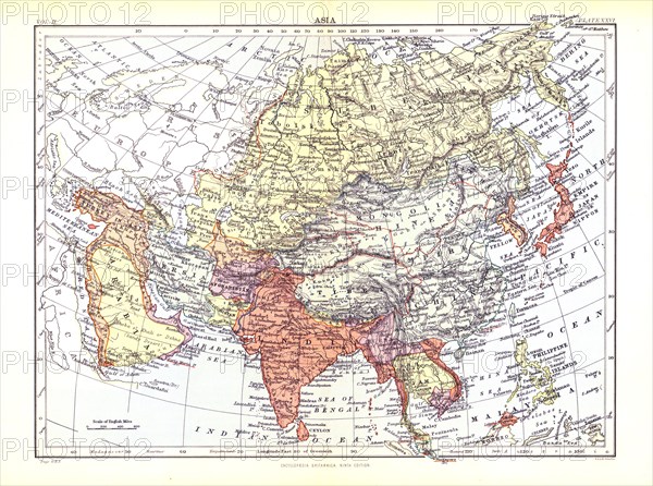 Map of Asia, c1902. Artist: W & AK Johnston.