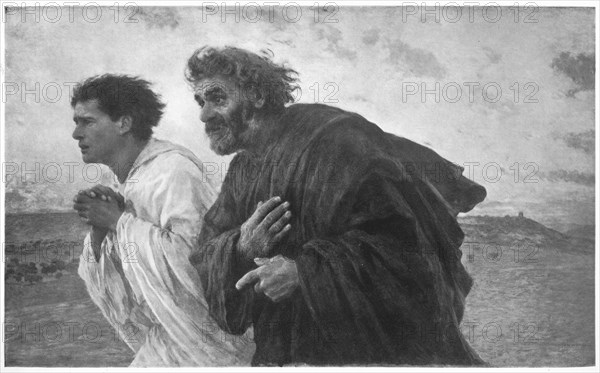 'The Disciples Peter and John Running to the Sepulchre on the Morning of the Resurrection', c1898, ( Artist: Eugene Burnand.
