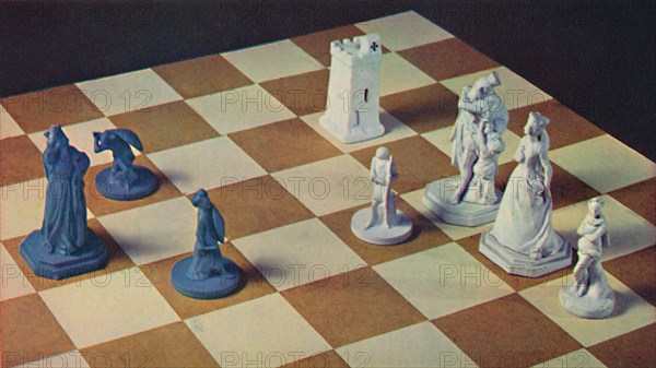 'Eighteenth-Century Chessmen in Blue and White Stoneware', 1948. Artist: Unknown.