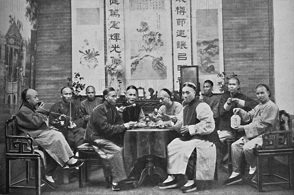 A party of Chinese taking tea, 1902. Artist: Mr Afong.