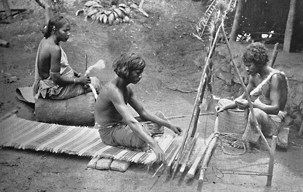 Singhalese weaving mats, 1902. Creator: S. Slinn & Co..