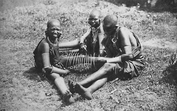 Three young Masai women, 1912. Artist: Unknown.