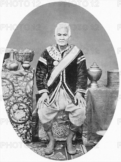 A Lao chief, 77 years old, In Siamese uniform, 1902. Artist: James McCarthy.