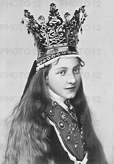 A Norwegian girl in holiday attire, 1912. Artist: Solveig Lund.