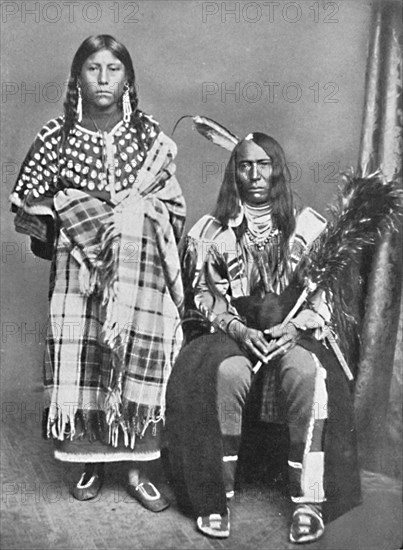 A Sioux chief and his squaw, 1912. Artist: Robert Wilson Shufeldt.