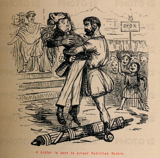 'A Lictor is sent to arrest Publilius Volero', 1852. Artist: John Leech.