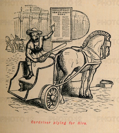 'Cardriver plying for Hire', 1852. Artist: John Leech.