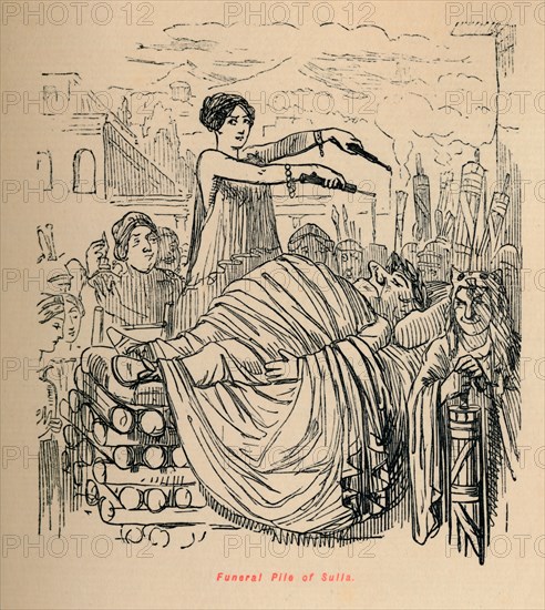 'Funeral Pile of Sulla', 1852. Artist: John Leech.