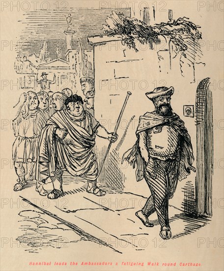 'Hannibal leads the Ambassadors a fatiguing Walk round Carthage', 1852. Artist: John Leech.