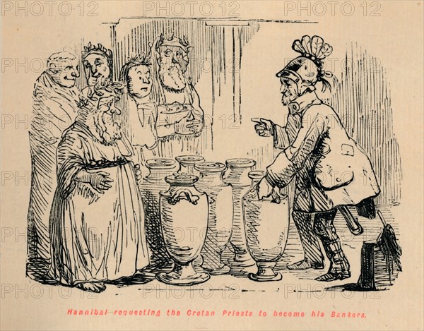 'Hannibal requesting the Cretan Priests to become his Bankers', 1852. Artist: John Leech.