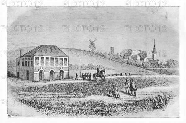 'The First Grand Stand at Newmarket', c1765, (1911). Artist: Unknown.