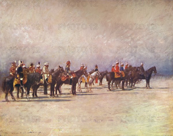 'Viceroy reviewing the Troops', 1903. Artist: Mortimer L Menpes.