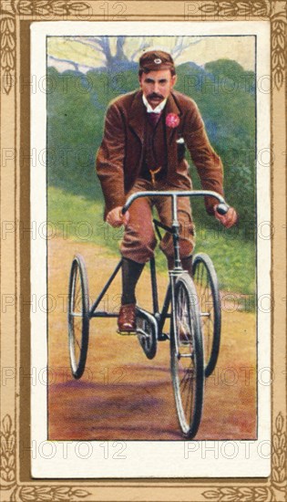 'A Notable Tricyclist - F. T. Bidlake', 1939. Artist: Unknown.