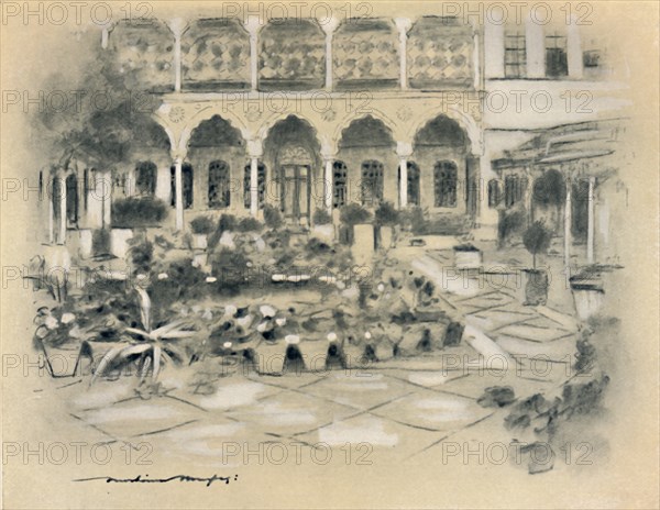 'Courtyard in Damascus', 1903. Artist: Mortimer L Menpes.