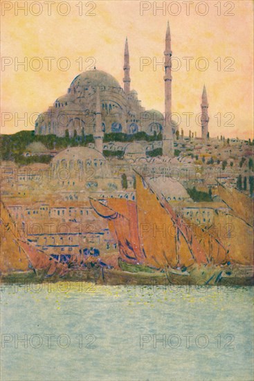 'The Mosque of Suleiman at Constantinople', 1913. Artist: Jules Guerin.