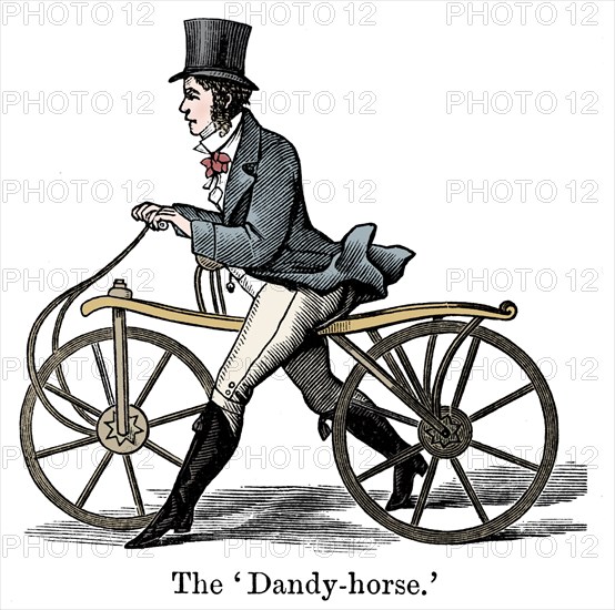 A Dandy-Horse or Draisienne of the type fashionable c1820. Artist: Unknown.
