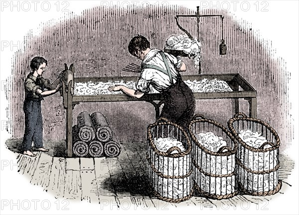 Cotton manufacture, c1845. Artist: Unknown.