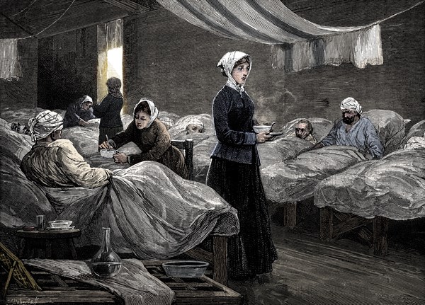 Florence Nightingale in the barrack hospital at Scutari, c1880. Artist: Unknown.