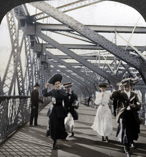 The promenade, Williamsburg Bridge, New York, USA, c1900s. Artist: Excelsior Stereoscopic Tours.