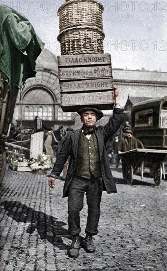 A Covent Garden market porter, London, c1922.  Artist: Unknown.